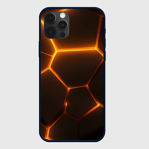 Чехол iPhone 12 Pro Max Оранжевое свечение текстура / 3D-Черный – фото 1