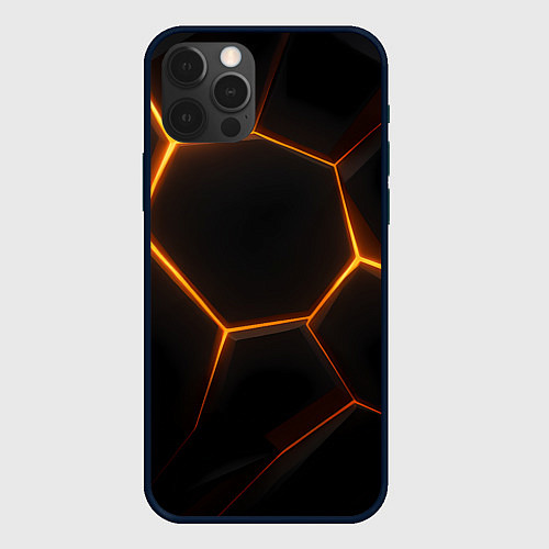 Чехол iPhone 12 Pro Max Черная объемная текстура с неоном / 3D-Черный – фото 1