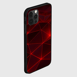 Чехол для iPhone 12 Pro Max Красные полигоны с неоном, цвет: 3D-черный — фото 2
