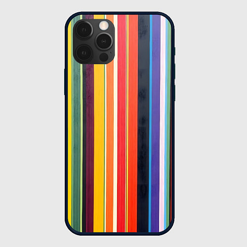 Чехол iPhone 12 Pro Max Разноцветная полоска / 3D-Черный – фото 1