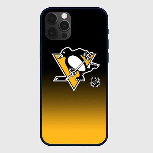 Чехол iPhone 12 Pro Max Питтсбург Пингвинз - градиент / 3D-Черный – фото 1