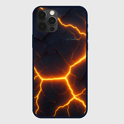 Чехол для iPhone 12 Pro Max Молнии и черные объемные плиты, цвет: 3D-черный