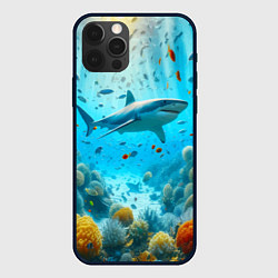 Чехол iPhone 12 Pro Max Белая акула в коралловом рифе