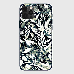 Чехол для iPhone 12 Pro Max Чёрно-белый стилизованный цветочный, цвет: 3D-черный