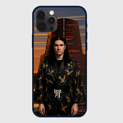 Чехол iPhone 12 Pro Max Bones в халате с журавлями / 3D-Черный – фото 1