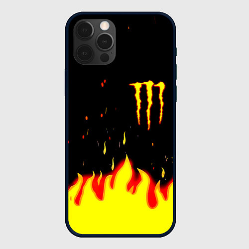 Чехол iPhone 12 Pro Max Monster energy fire steel / 3D-Черный – фото 1