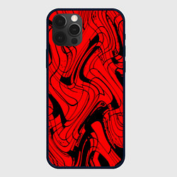 Чехол для iPhone 12 Pro Max Чёрно-красный абстрактный линии, цвет: 3D-черный