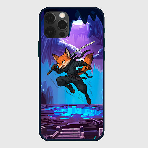 Чехол iPhone 12 Pro Max Лис ниндзя в прыжке / 3D-Черный – фото 1
