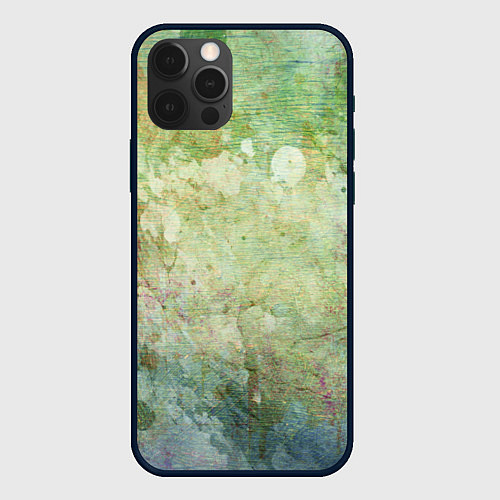 Чехол iPhone 12 Pro Max Абстракция - faded spots on a green background / 3D-Черный – фото 1