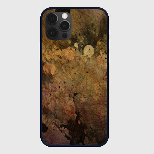 Чехол iPhone 12 Pro Max Абстракция - dark pink paint spill / 3D-Черный – фото 1