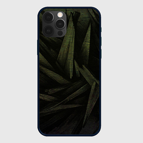 Чехол iPhone 12 Pro Max Абстракция - green triangles / 3D-Черный – фото 1
