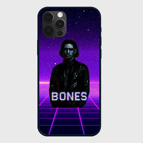 Чехол iPhone 12 Pro Max Bones retrowave / 3D-Черный – фото 1