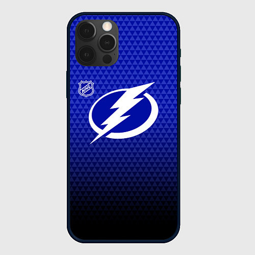 Чехол iPhone 12 Pro Max Тампа Бэй Лайтнинг - синий градиент / 3D-Черный – фото 1