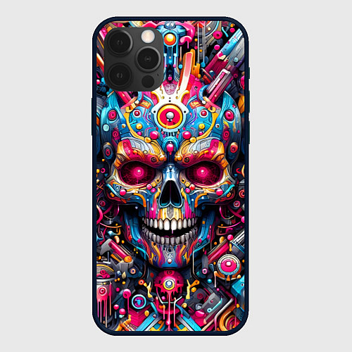 Чехол iPhone 12 Pro Max Art cyber skull - ai art fantasy / 3D-Черный – фото 1