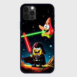 Чехол для iPhone 12 Pro Max Спанч Боб и Патрик в космосе, цвет: 3D-черный