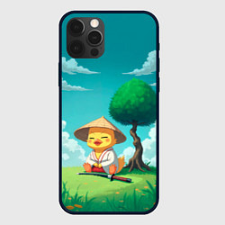Чехол для iPhone 12 Pro Max Уточка в кимоно под миниатюрным деревом, цвет: 3D-черный