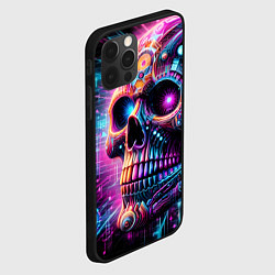 Чехол для iPhone 12 Pro Max Neon cyber skull, цвет: 3D-черный — фото 2