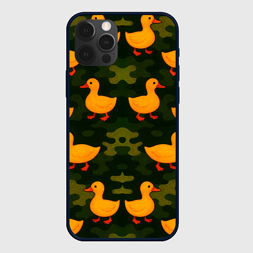 Чехол iPhone 12 Pro Max Уточный камуфляж паттерн / 3D-Черный – фото 1