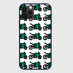Чехол для iPhone 12 Pro Max Motorcycle turquoise, цвет: 3D-черный