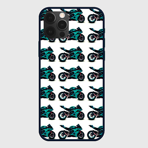 Чехол iPhone 12 Pro Max Motorbike light blue / 3D-Черный – фото 1