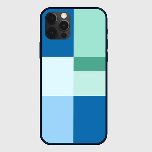 Чехол iPhone 12 Pro Max Мятное небо колор-блок / 3D-Черный – фото 1