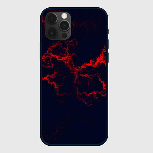 Чехол iPhone 12 Pro Max Lightning red glow / 3D-Черный – фото 1