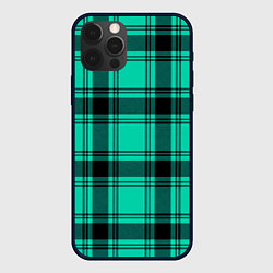 Чехол для iPhone 12 Pro Max Checkered turquoise, цвет: 3D-черный