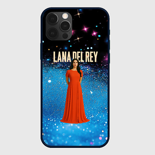 Чехол iPhone 12 Pro Max Lana Del Rey в оранжевом длинном платье / 3D-Черный – фото 1