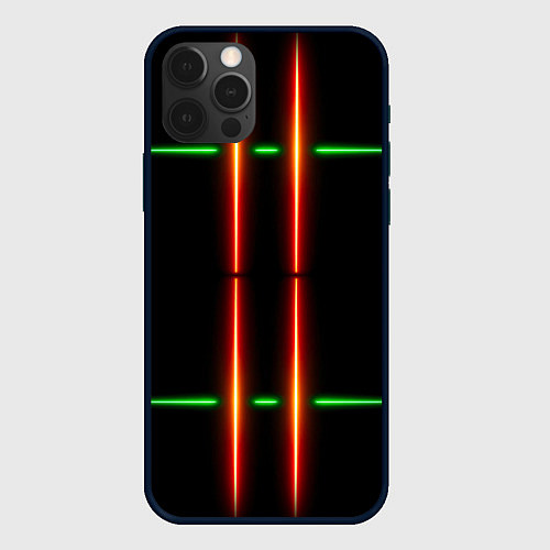 Чехол iPhone 12 Pro Max Neon green black red line / 3D-Черный – фото 1