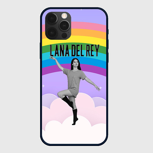 Чехол iPhone 12 Pro Max Lana Del Rey на фоне радуги / 3D-Черный – фото 1