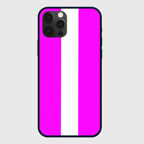 Чехол iPhone 12 Pro Max Color white pink line / 3D-Черный – фото 1