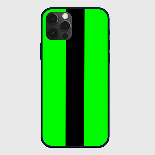 Чехол iPhone 12 Pro Max Color green black line / 3D-Черный – фото 1