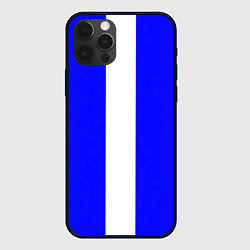 Чехол для iPhone 12 Pro Max Color white blue line, цвет: 3D-черный