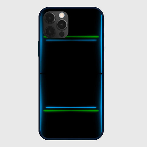 Чехол iPhone 12 Pro Max Neon green light blue / 3D-Черный – фото 1