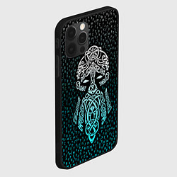 Чехол для iPhone 12 Pro Max Древний бог воинов в кельтском стиле и рунах, цвет: 3D-черный — фото 2
