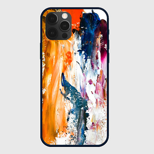 Чехол iPhone 12 Pro Max Разноцветные мазки кисти на палитре художника / 3D-Черный – фото 1
