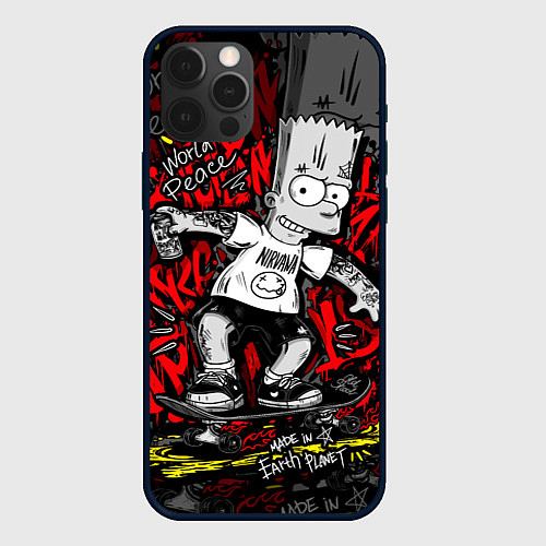 Чехол iPhone 12 Pro Max Татуированный барт / 3D-Черный – фото 1