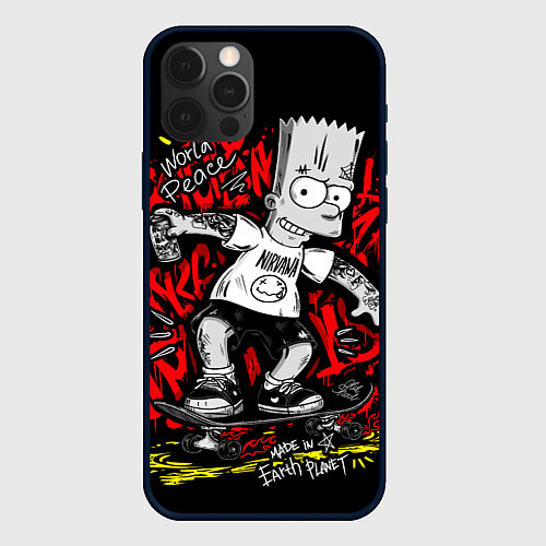 Чехол iPhone 12 Pro Max Барт в татуировках / 3D-Черный – фото 1