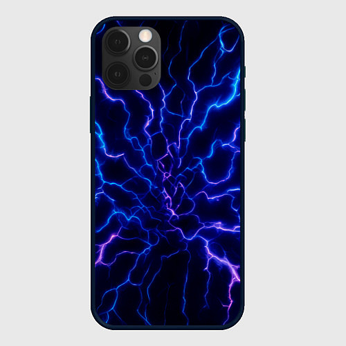 Чехол iPhone 12 Pro Max Разряд молнии текстура / 3D-Черный – фото 1