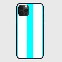 Чехол iPhone 12 Pro Max Color light blue white lines