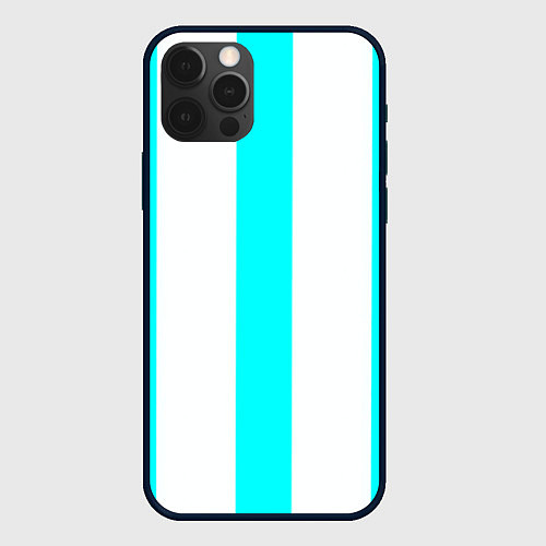 Чехол iPhone 12 Pro Max Color light blue white lines / 3D-Черный – фото 1
