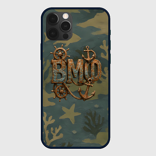 Чехол iPhone 12 Pro Max ВМФ старые буквы / 3D-Черный – фото 1