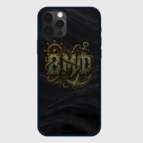 Чехол iPhone 12 Pro Max ВМФ ржавые буквы / 3D-Черный – фото 1