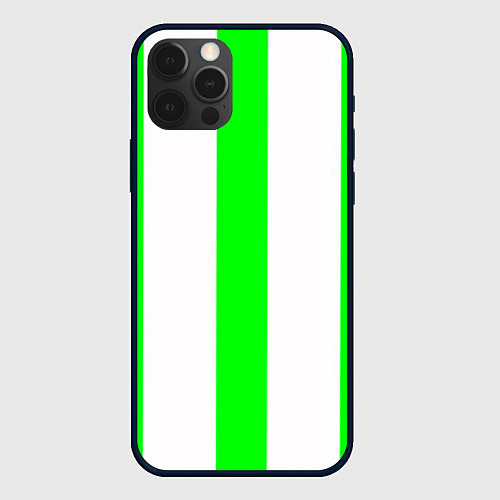 Чехол iPhone 12 Pro Max Color light green white lines / 3D-Черный – фото 1