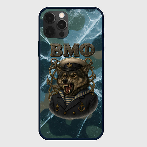 Чехол iPhone 12 Pro Max ВМФ злой волк / 3D-Черный – фото 1