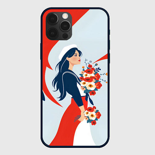 Чехол iPhone 12 Pro Max Морячка встречает своего / 3D-Черный – фото 1