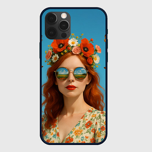 Чехол iPhone 12 Pro Max Девушка в очках / 3D-Черный – фото 1