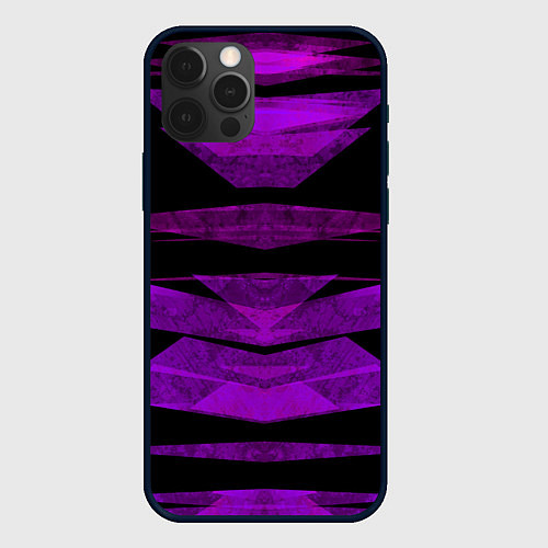 Чехол iPhone 12 Pro Max Color purple black strip / 3D-Черный – фото 1
