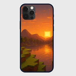 Чехол iPhone 12 Pro Max Закат - Minecraft