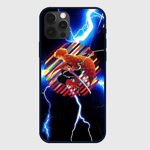 Чехол iPhone 12 Pro Max Anime Demon Slayer Zenitsu / 3D-Черный – фото 1